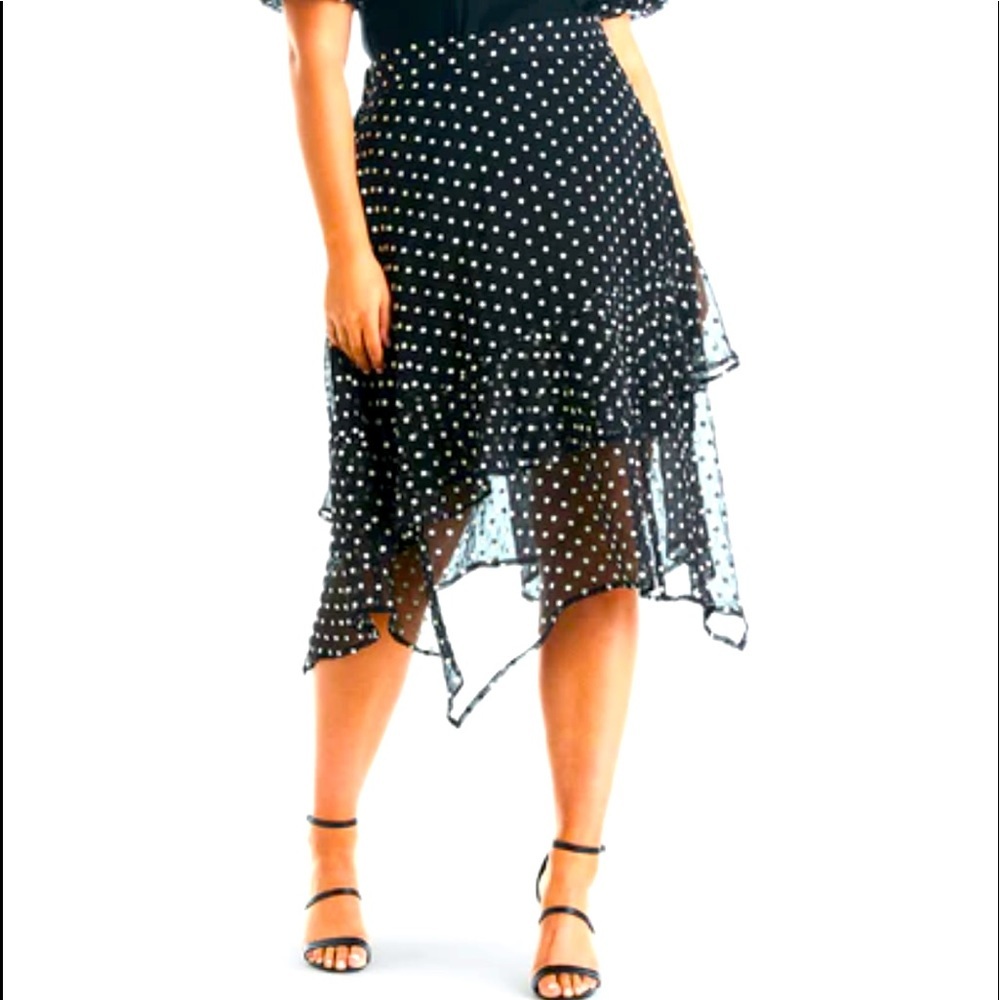 Estelle Daisy Spot Tiered Skirt Sz 2X